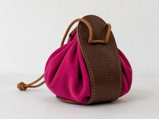 Monedero de ante y cuero granate y marron