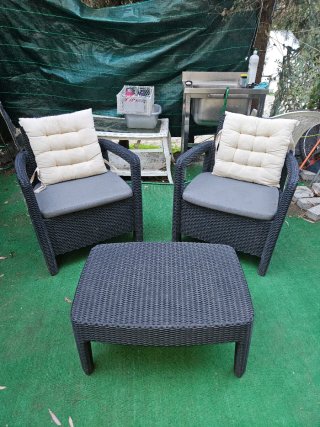 Conjunto Muebles Jardín Ratán Negro