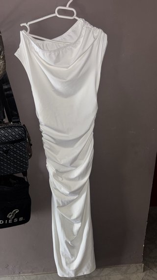 Vestido blanco fruncido talla única