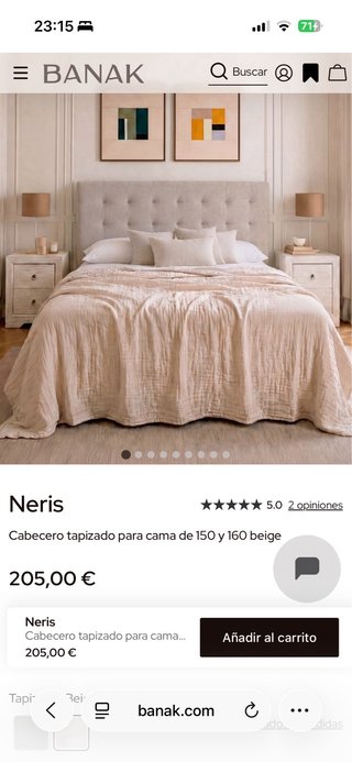 Cabecero tapizado beige 150cm