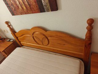Conjunto Dormitorio Matrimonio Madera Pino