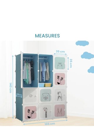 Guardaroba modulare per bambini blu e bianco
