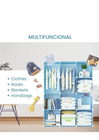 Guardaroba modulare per bambini blu e bianco