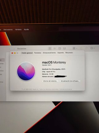 MacBook Pro 14 M1 32GB RAM 512GB (Cargador y caja)