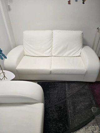 Sofá polipiel blanco + fundas