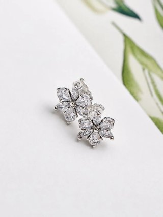 Pendientes Flor Circonitas Plata