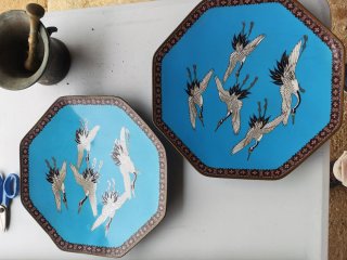 Due Antichi Piatti Cloisonné