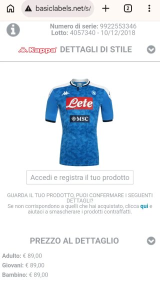 Maglia Napoli Kappa Kombat Gara Ufficiale