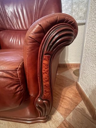 Conjunto Sofá 3 Plazas y Sillones de Cuero / Piel