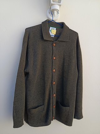 Chaqueta caballero y cuellos lana jaspeada caqui