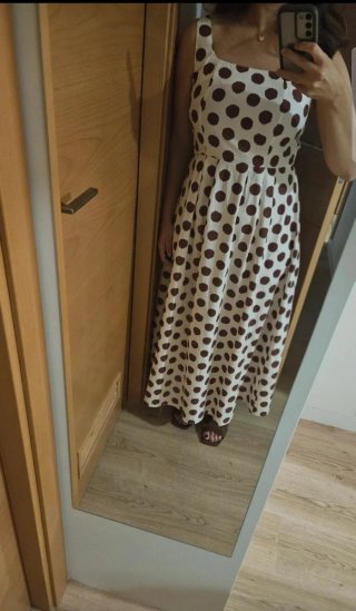 Vestido de Lunares Blanco y Marrón