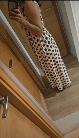 Vestido de Lunares Blanco y Marrón