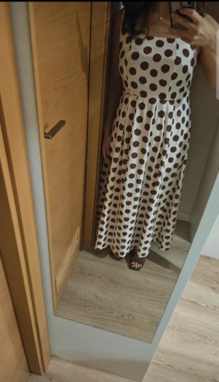 Vestido de Lunares Blanco y Marrón
