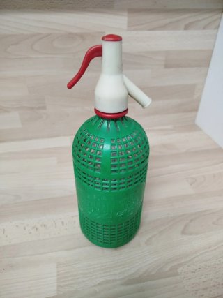 Sifón Vintage de Vidrio con Funda Verde
