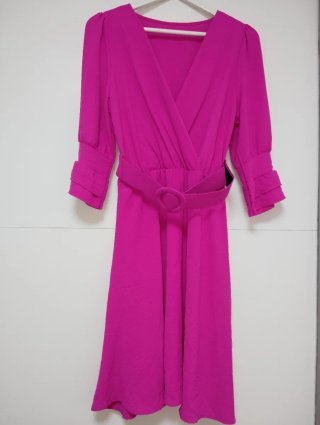 Vestido Midi Fiesta Rosa Fucsia