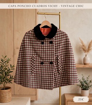 Capa Poncho Cuadros Vichy Vintage