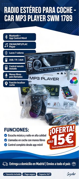 Radio Estéreo para Coche SWM 1789