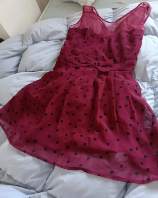 Vestido Burdeos Lunares Estilo Años 50