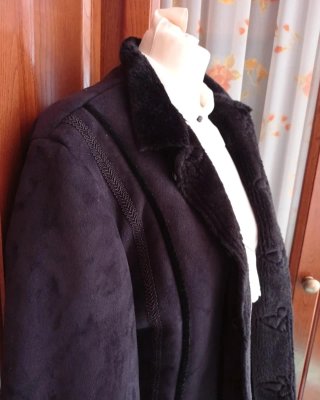 Chaqueta Vintage Negra Efecto Ante
