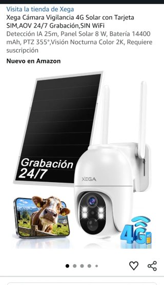 Cámara de Vigilancia Xega 4G Solar