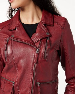 Chaqueta cuero rojo envejecido