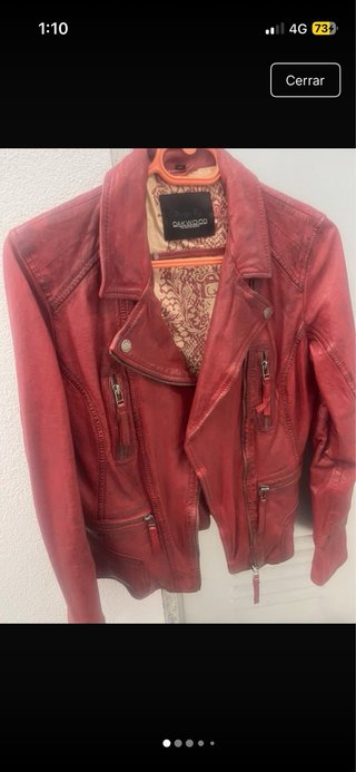 Chaqueta cuero rojo envejecido