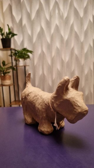 Perro Papel Maché Scottish Terrier Decoración