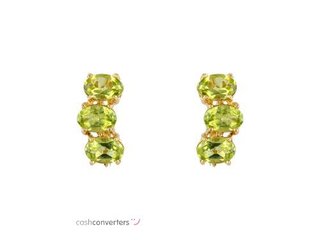 pendientes oro 18k con piedra con olivina,sin piedra