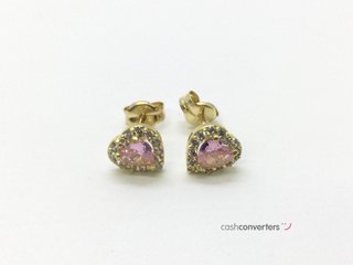 pendientes oro 18k con piedra con circonita