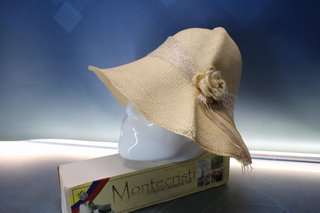 Sombrero Panamá hecho a mano, Montecristi, Ecuador. Nuevo, en su caja.