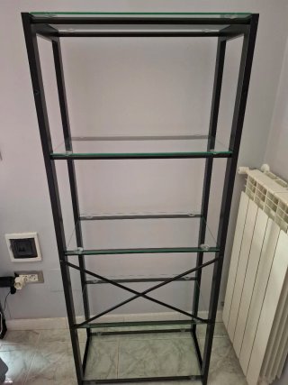 Scaffale in ferro e vetro