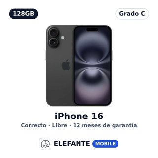iPhone 16 128GB Negro · Grado C · Libre