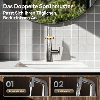 ALPHA HOME Grifo Baño Negro Extraíble 2 Chorros