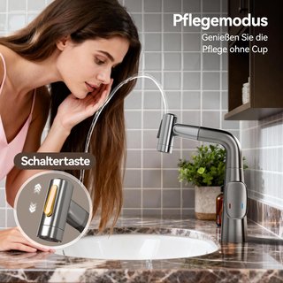 ALPHA HOME Grifo Baño Negro Extraíble 2 Chorros