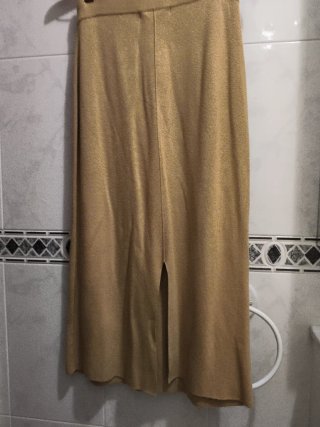 Conjunto falda y jersey Camel mujer, falda talla S