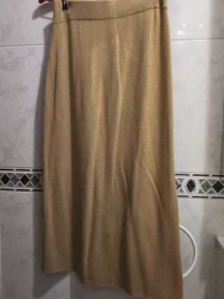 Conjunto falda y jersey Camel mujer, falda talla S