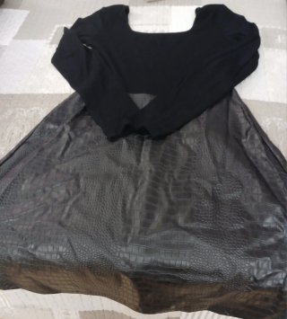 Abito donna similpelle nero longuette