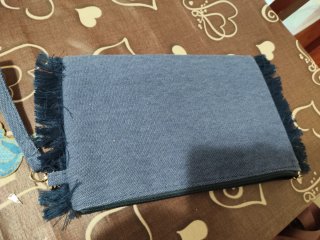 Pochette donna blu con frange