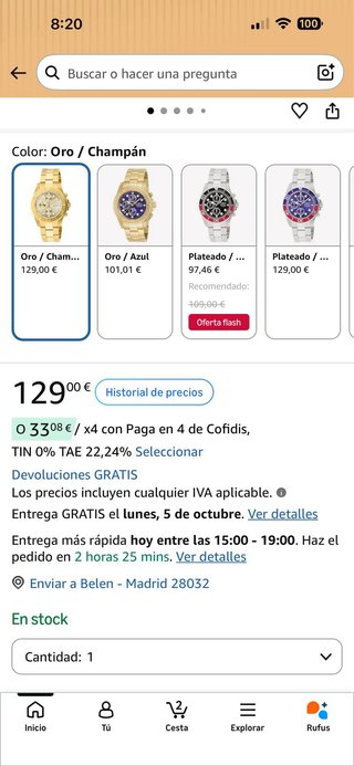 Reloj Invicta Hombre Dorado