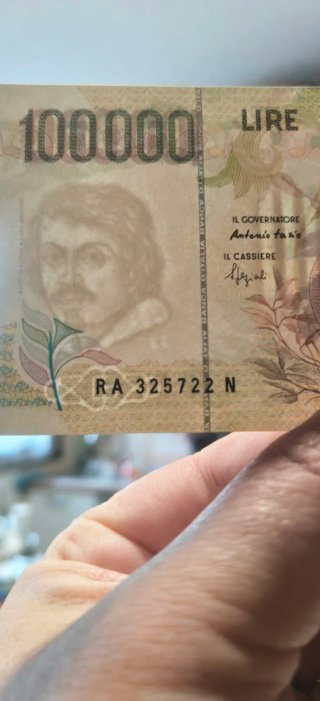 Banconota 100.000 Lire Caravaggio