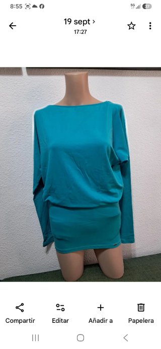 Blusa larga color teal talla xl