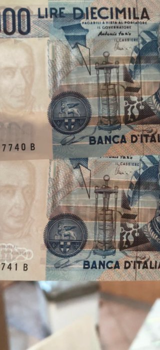 Lotto 2 Banconote 10.000 Lire Alessandro Volta
