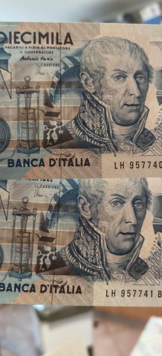 Lotto 2 Banconote 10.000 Lire Alessandro Volta