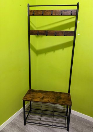 Zapatero Perchero Banco Madera Metal