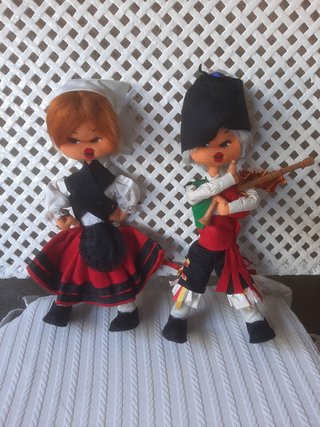 Pareja Muñecos Trapo/Felpa Años 60/70