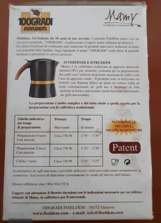 Caffettiera Moka per Microonde 100GRADI FISELDEM