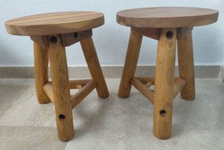 2 Taburetes Rústicos de Madera de Teca