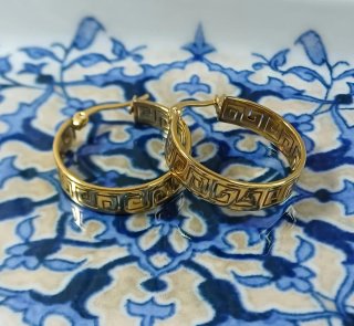 Pendientes de Aro con Greca Chapados en Oro