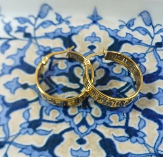 Pendientes de Aro con Greca Chapados en Oro