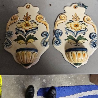 Coppia acquasantiere ceramica Sicilia